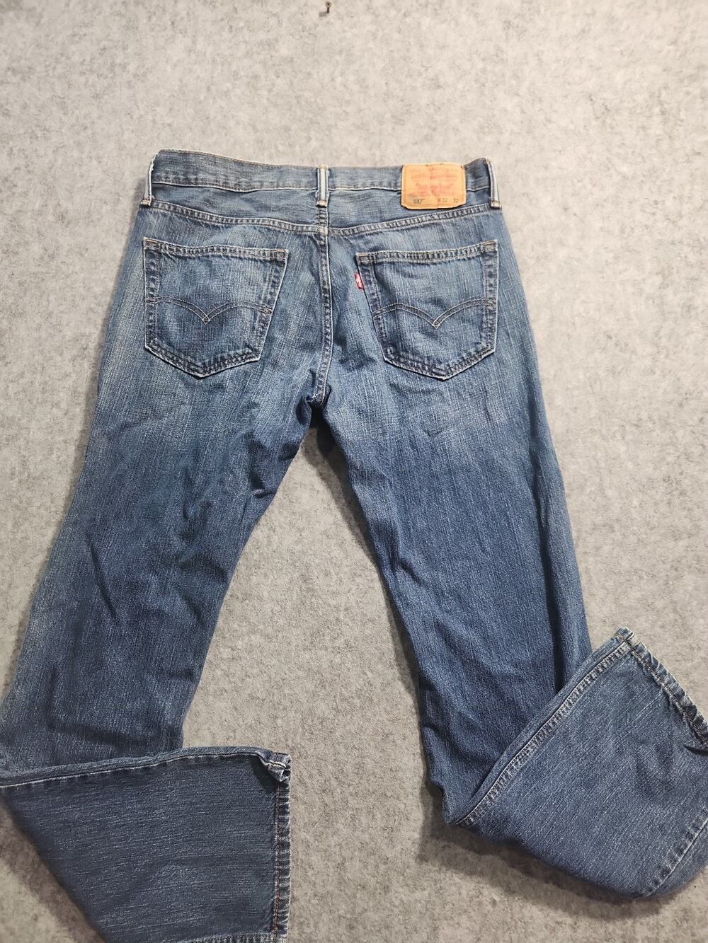 Levi's 527 Slim Bootcut Jeans Men's 32x32 Blue Medium Wash Distressed Denim W32